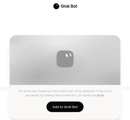 A live share page. The black button is Add to Grok Bot.