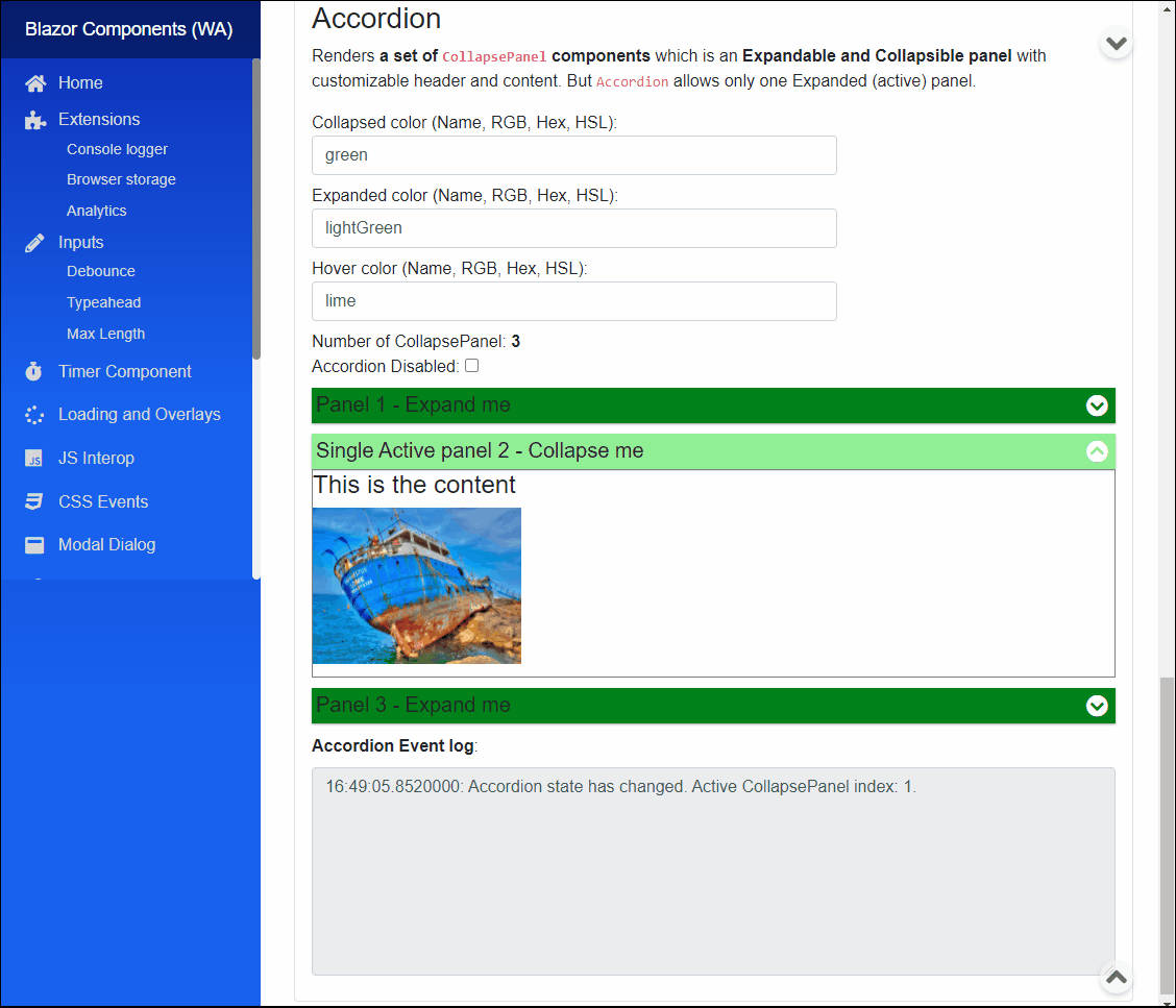 Accordion button demo