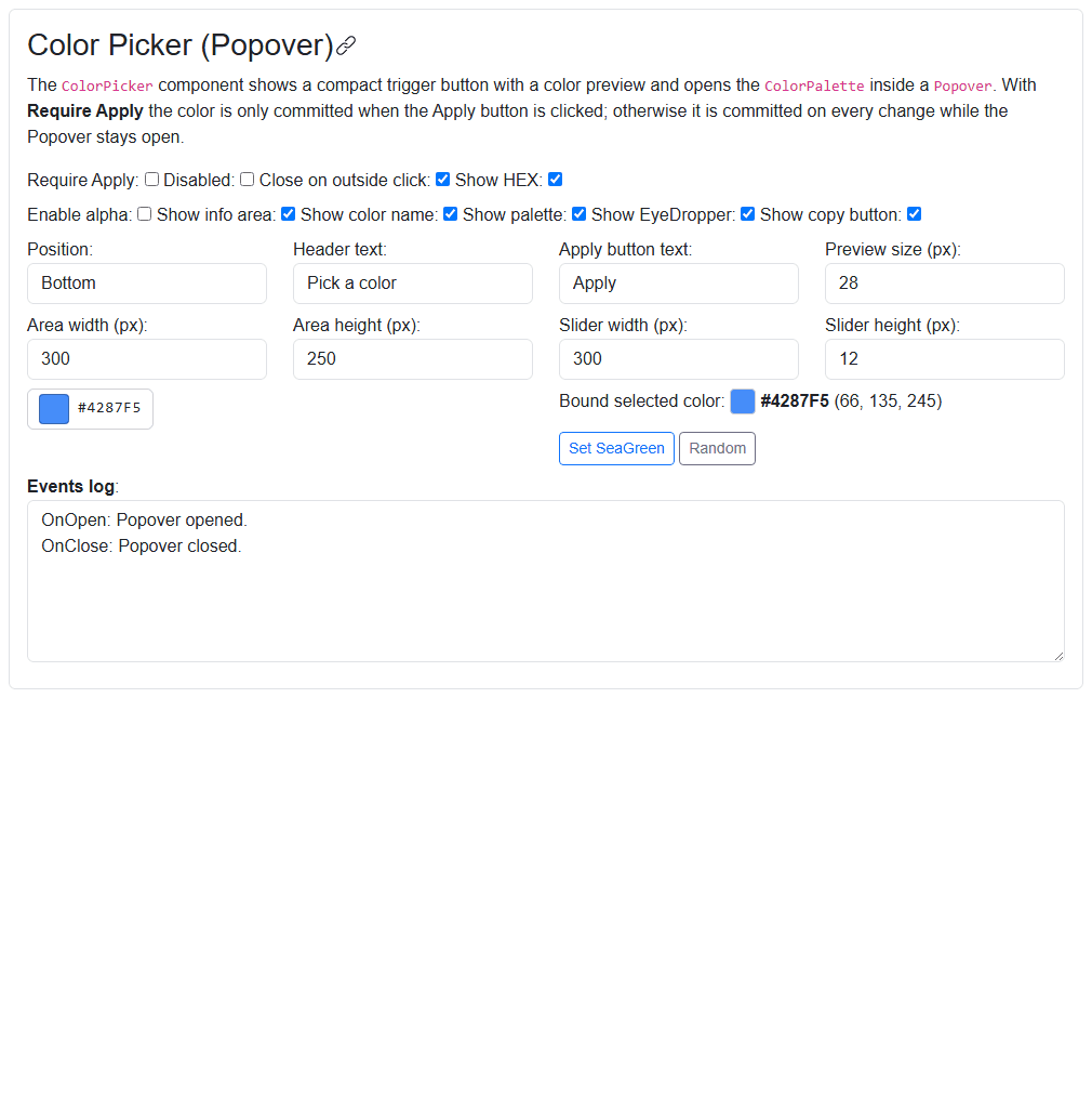 ColorPicker demo