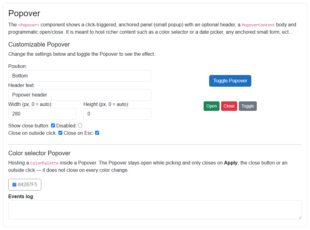 Popover demo