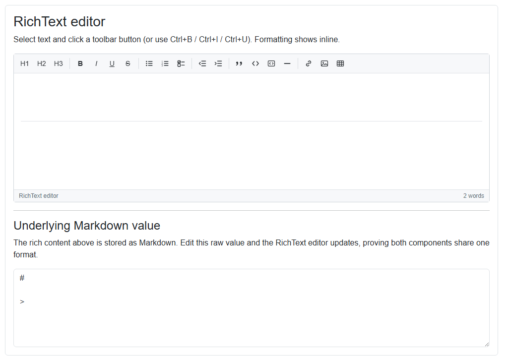 RichTextEditor demo
