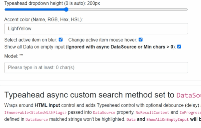 Typeahead csutom demo
