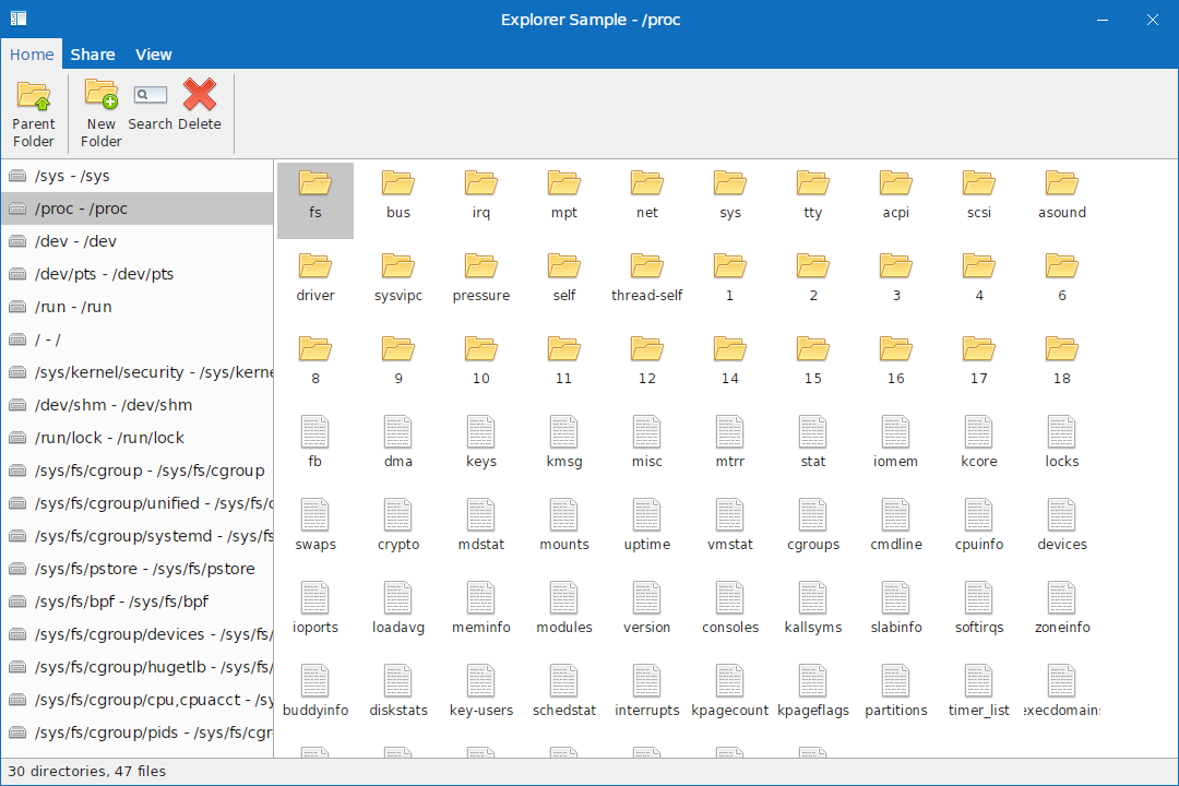 Explorer sample running on Ubuntu