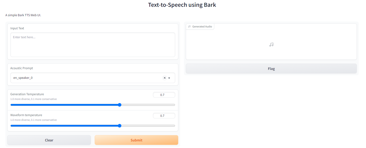 This is the web UI for the Bark Text-to-Speech.