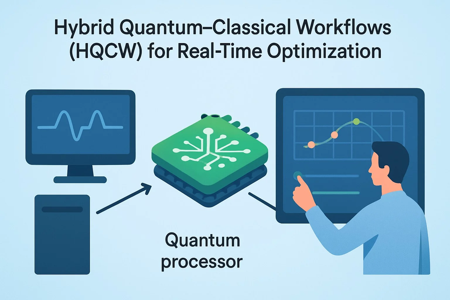 Diagram of hybrid quantum-classical workflows for real-time optimization