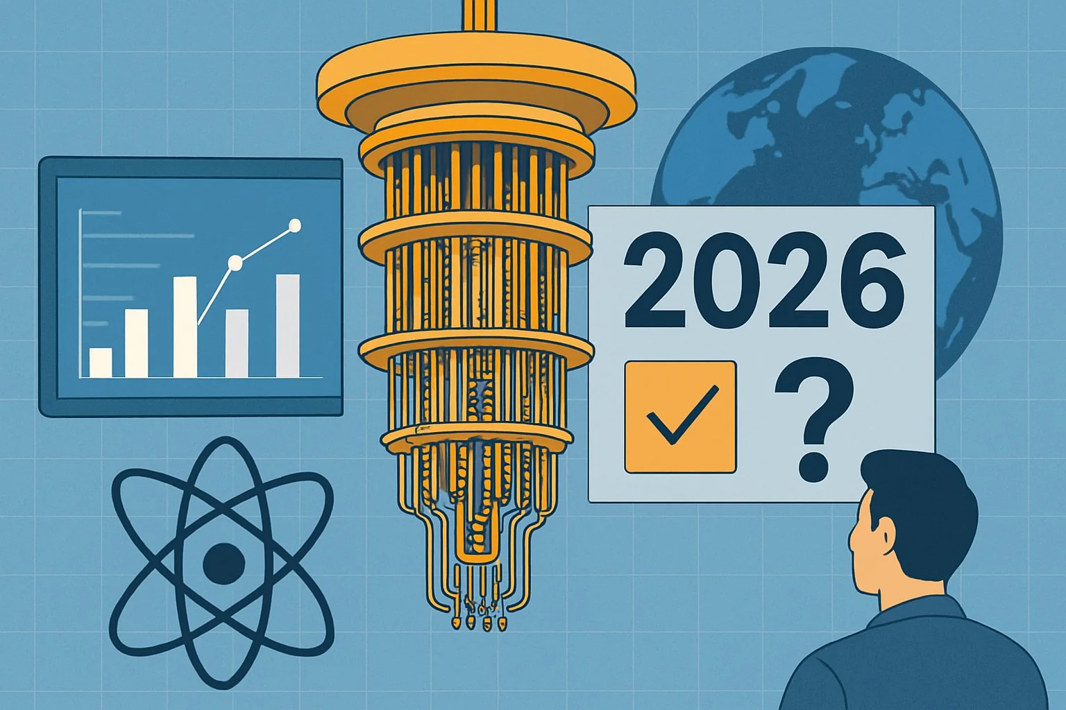 Infographic displaying verified global quantum computer count for 2026 with definitions and estimate variance charts