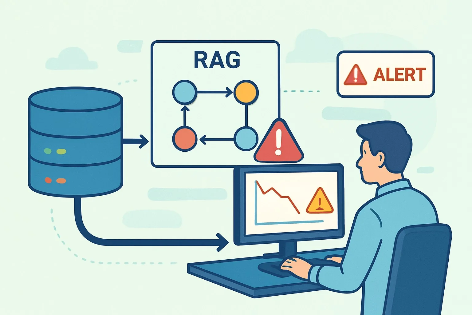 Dashboard showing automated alerts and degradation indicators for RAG staleness detection