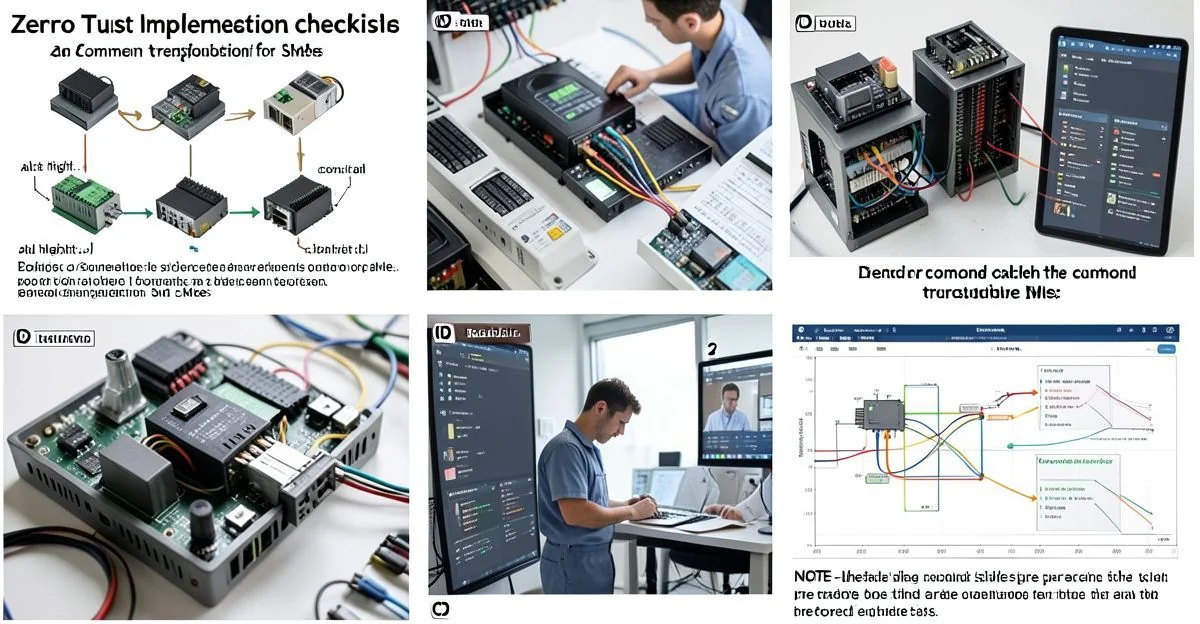 Checklist document with security icons and warning symbols on desk