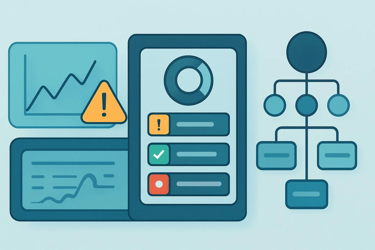 Dashboard showing citation volatility alerts, SLO indicators, and root-cause attribution timeline for AI overviews