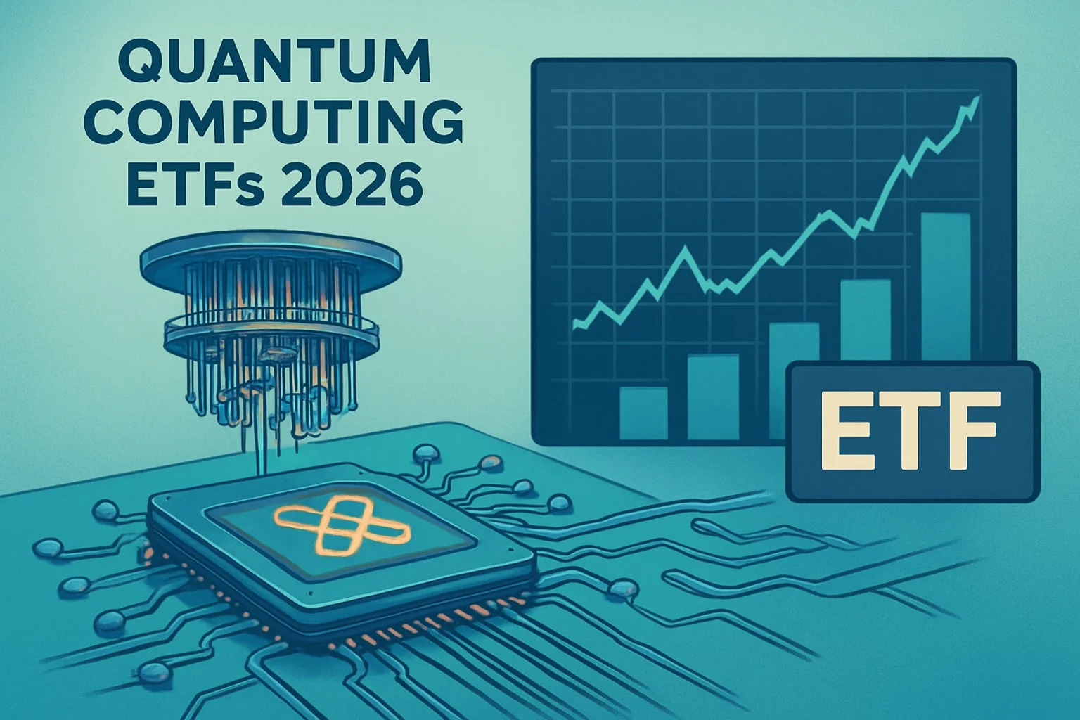 Stock chart showing quantum computing ETF performance metrics and growth trends.