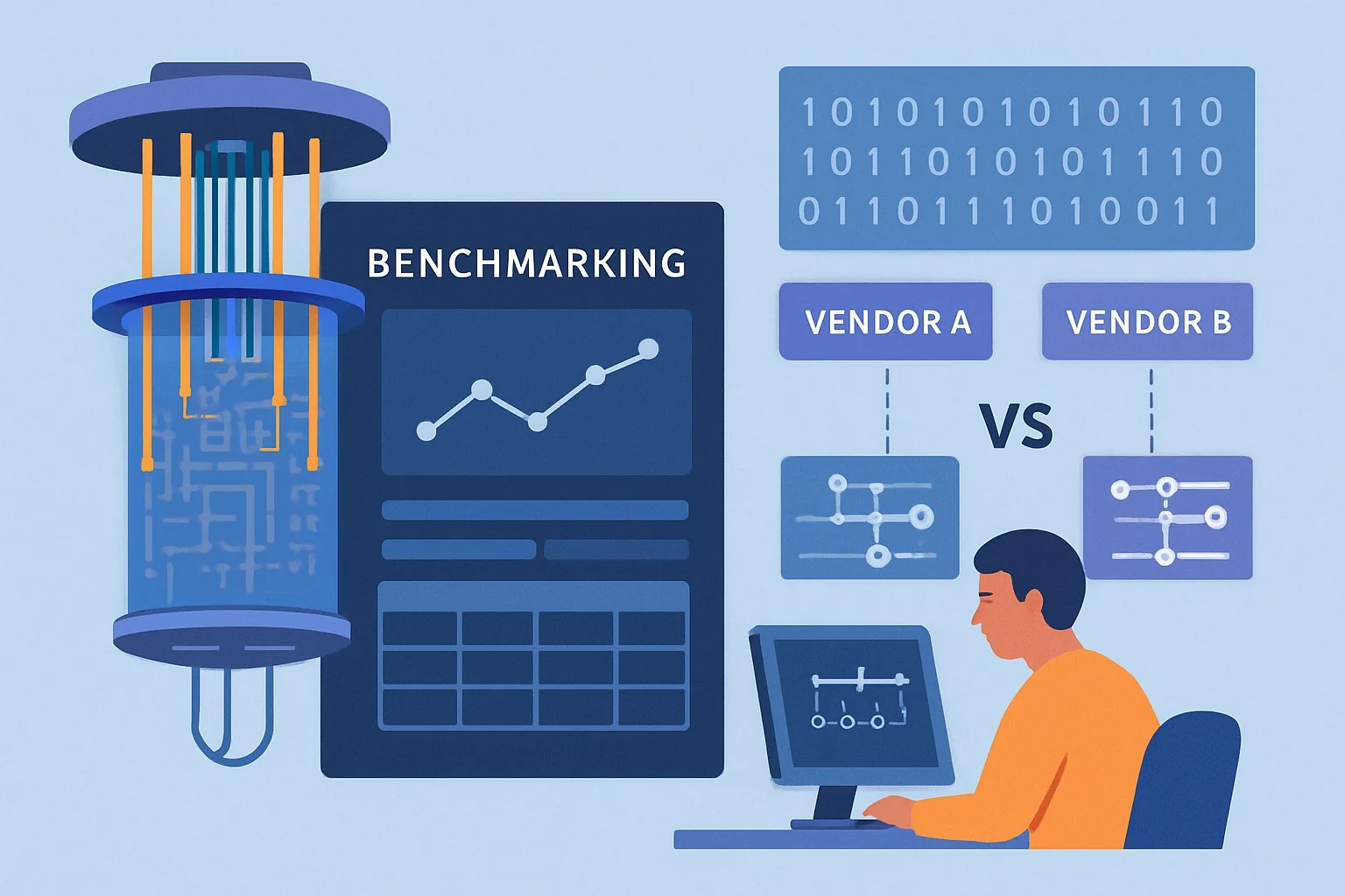Chart comparing quantum vendors performance metrics and benchmarking standards