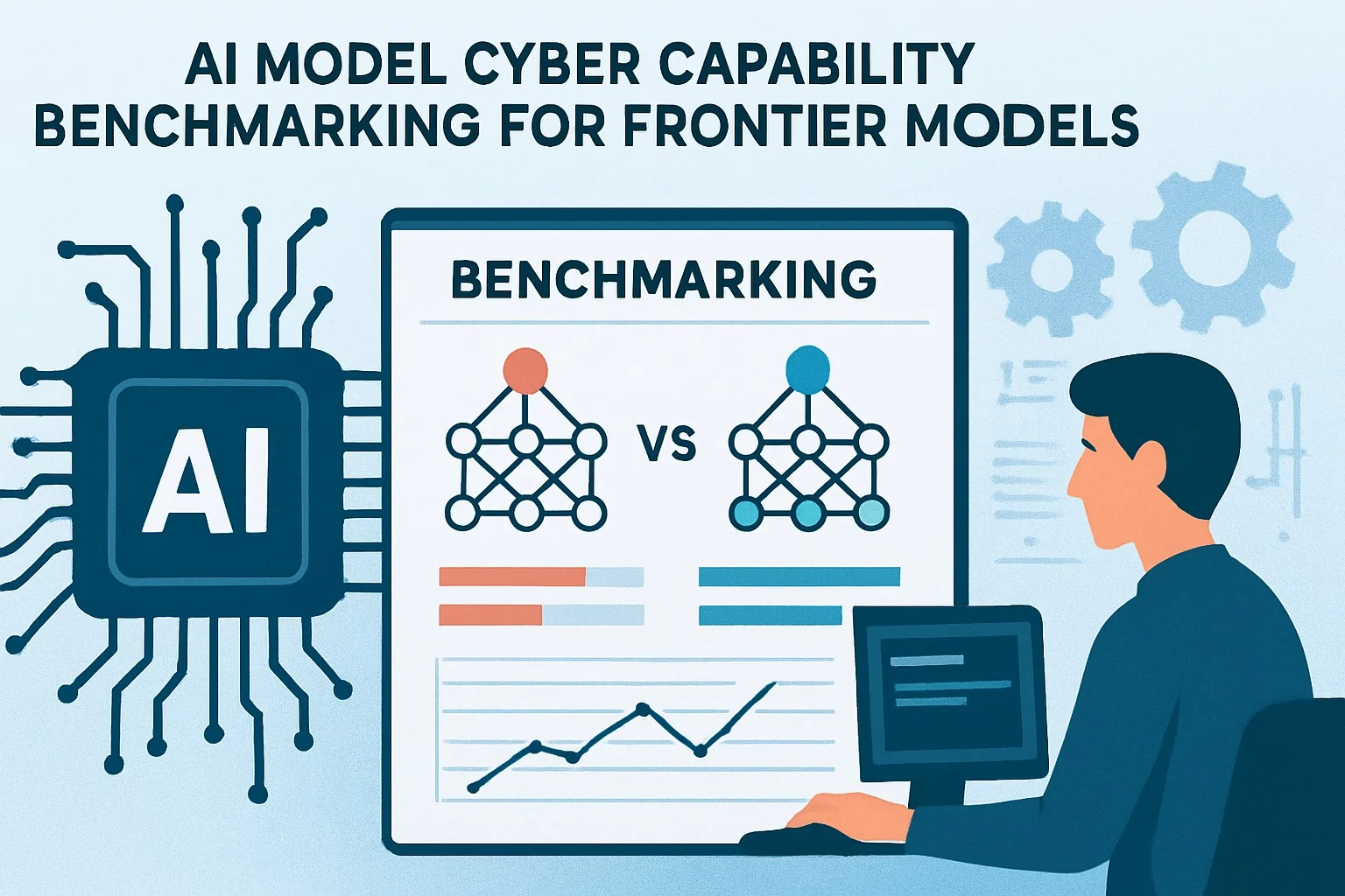 Bar chart benchmarking cyber capabilities of frontier AI models
