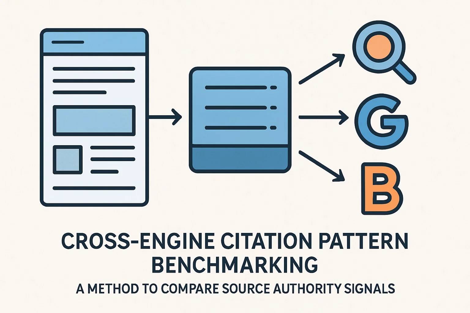 Line chart comparing cross-engine citation patterns across multiple source authority signals and databases