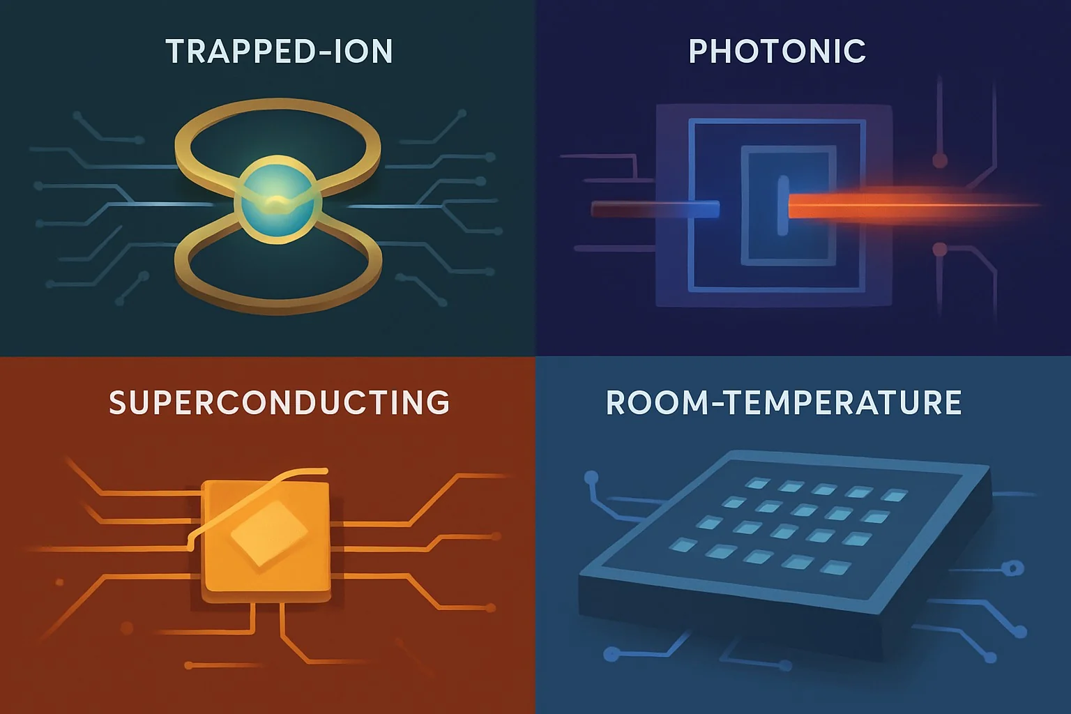 Quantum computing platforms: trapped-ion, photonic, superconducting, and room-temperature technologies compared in 2026.