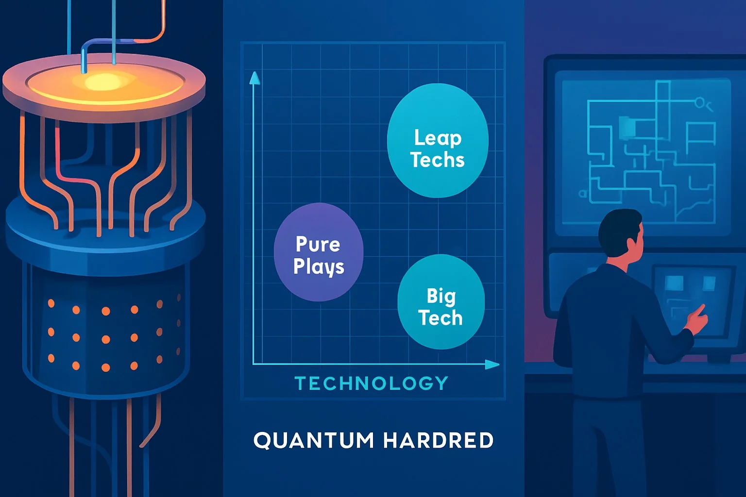 Chart comparing 2026 quantum computing companies by technology readiness and market position.