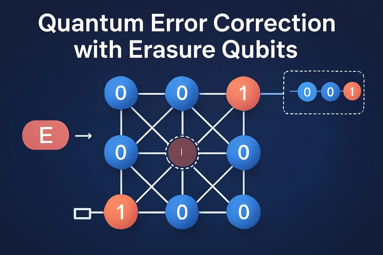 Diagram illustrating quantum error correction using erasure qubits in a quantum circuit.