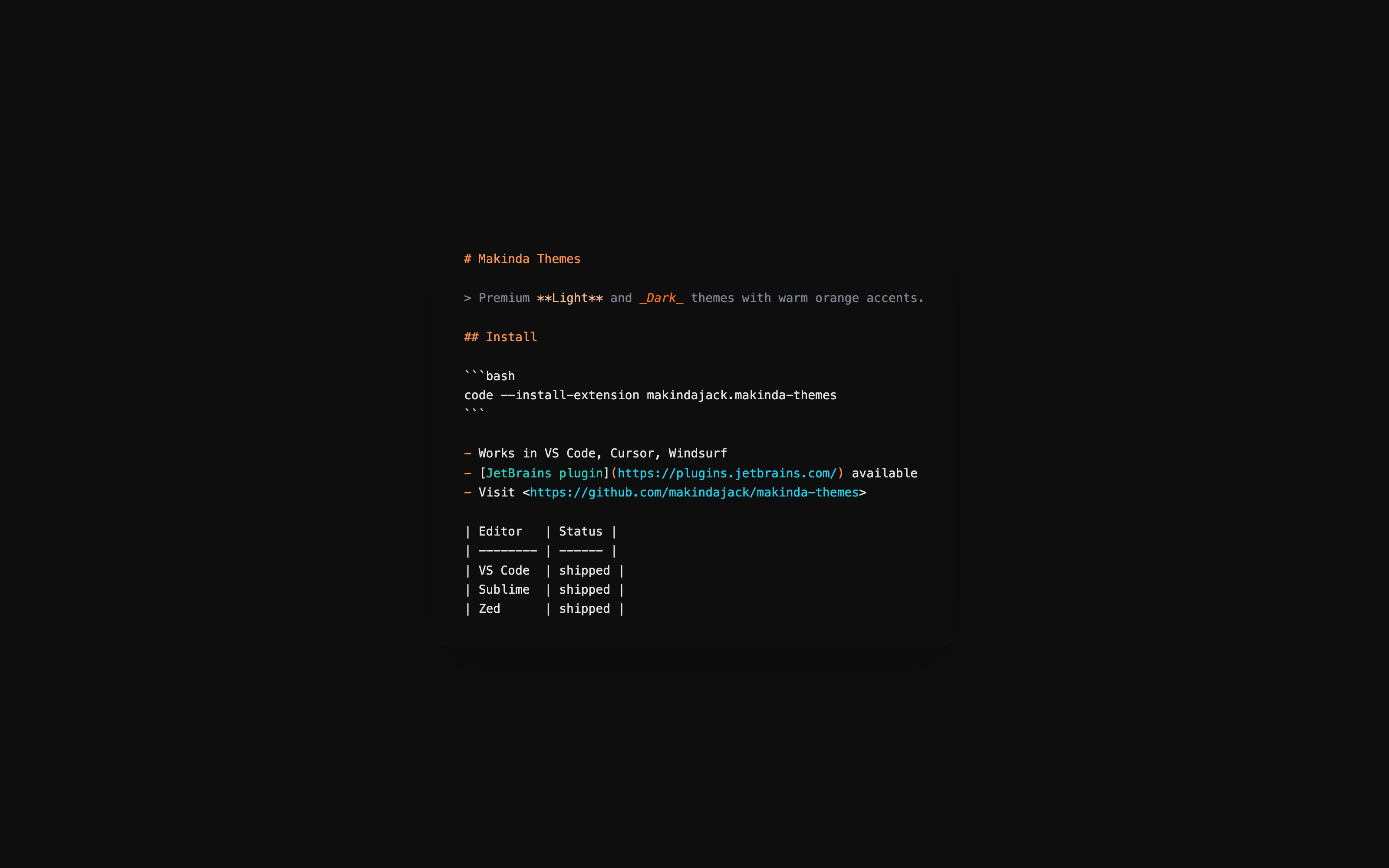 Makinda Dark — Markdown