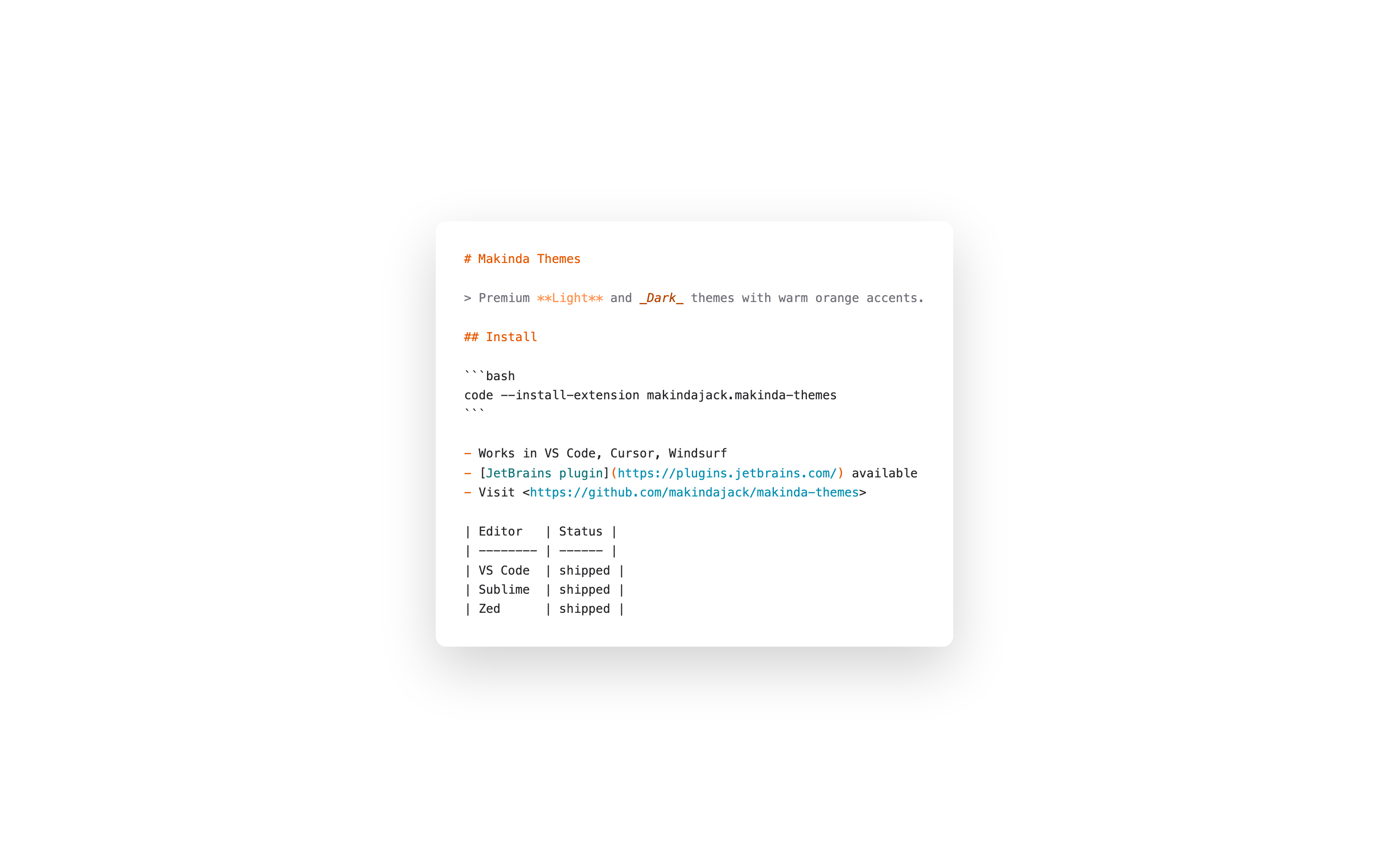 Makinda Light — Markdown