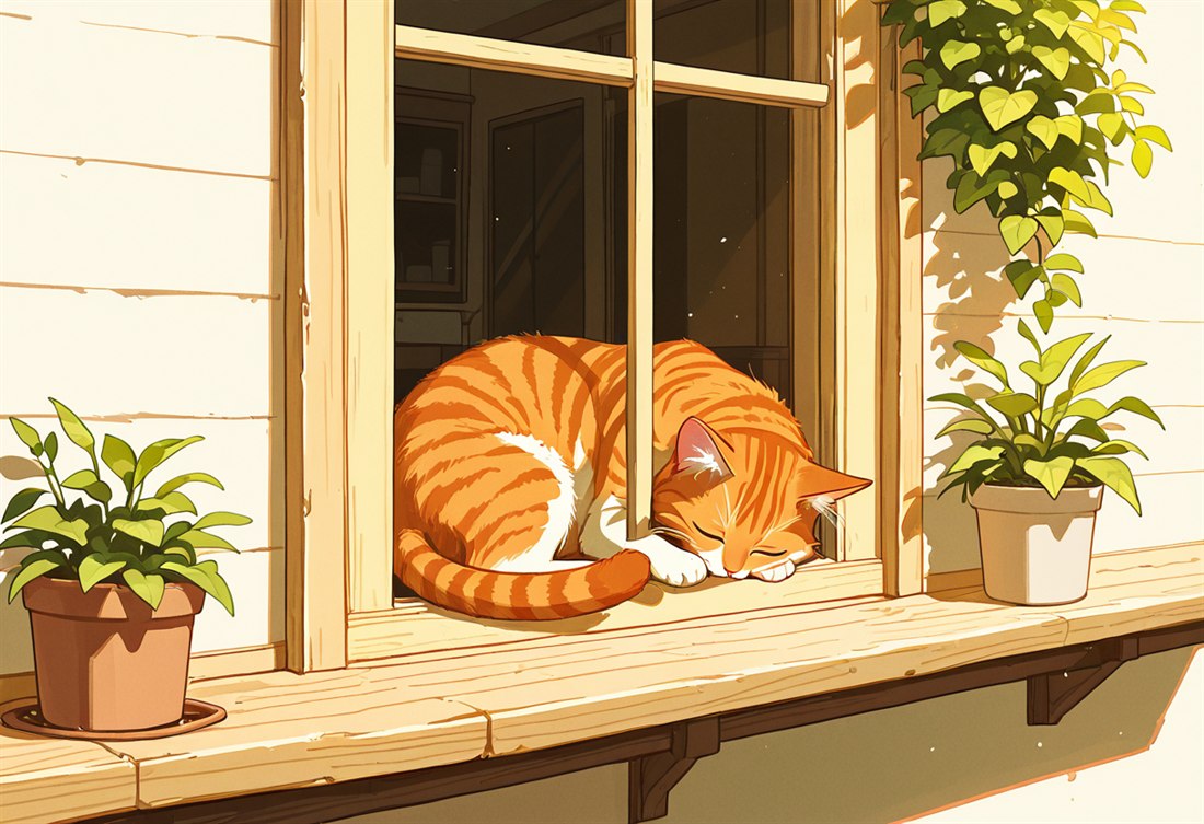 示例：橘猫窗台