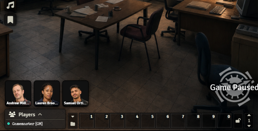 Module preview. 4 character frames in the corner of FoundryVTT.