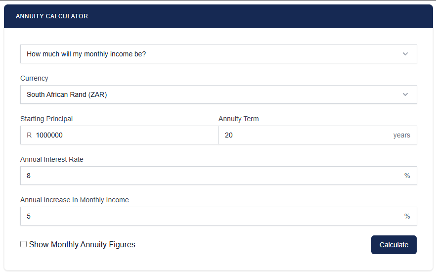 Annuity Calculator Input Form