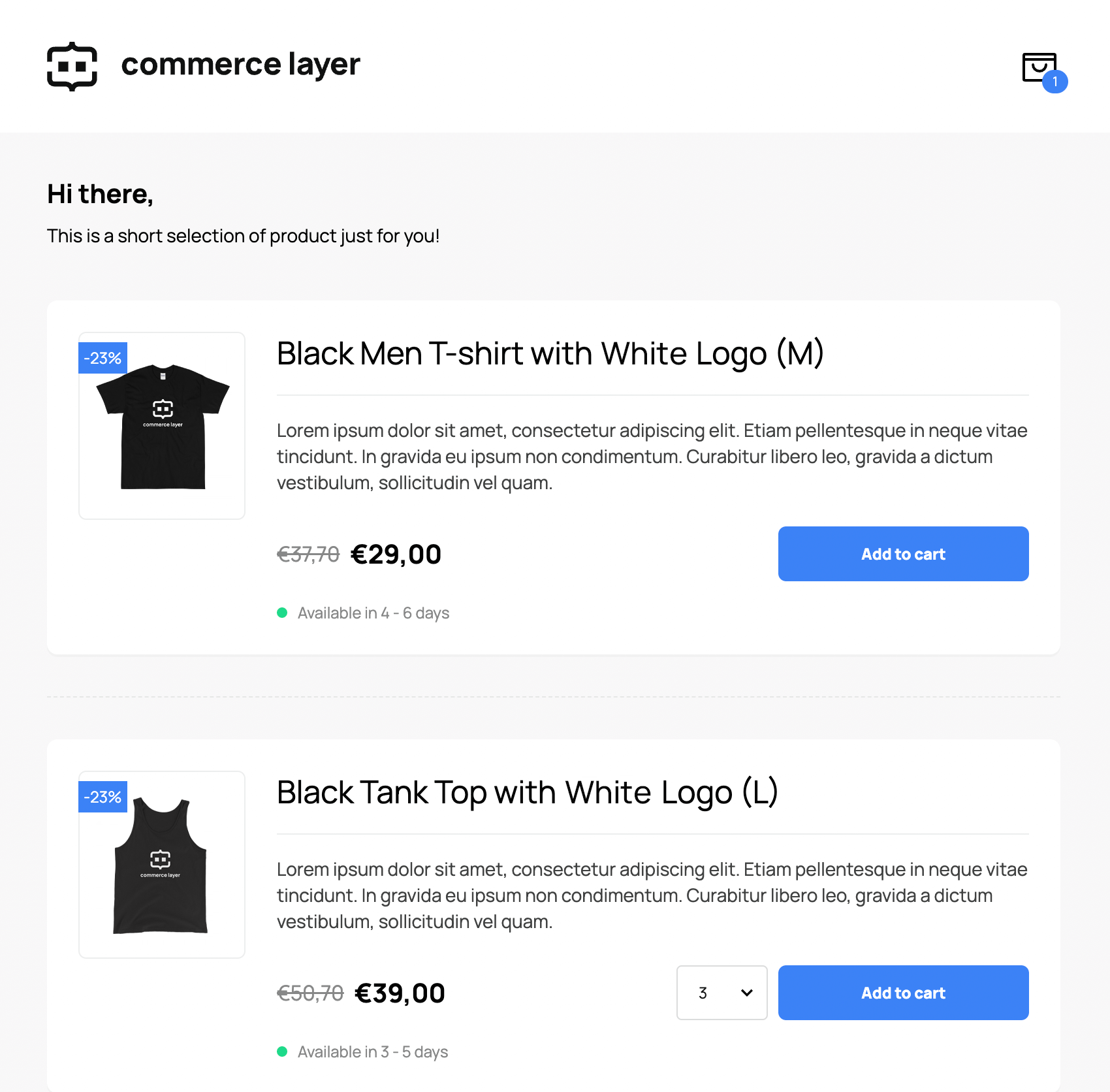 Commerce Layer React Microstore demo