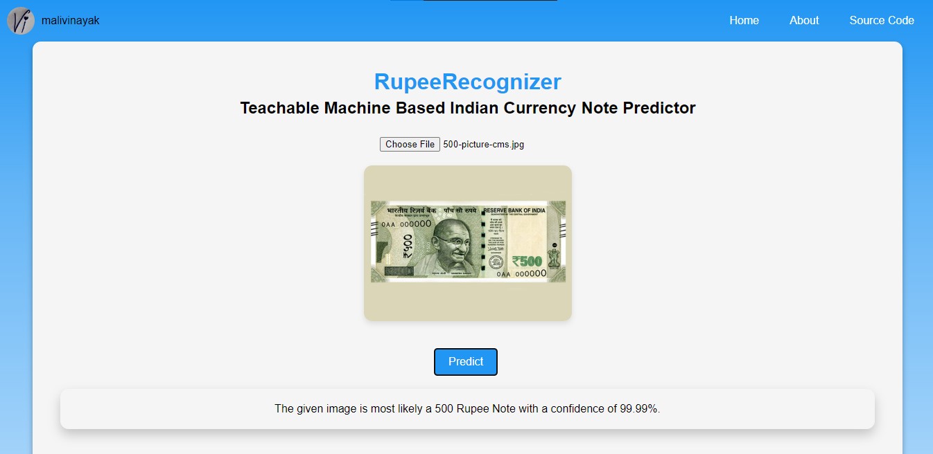 RupeeRecognizer HomePage