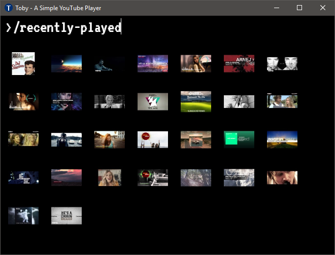 Toby Video List (Slim Grid)