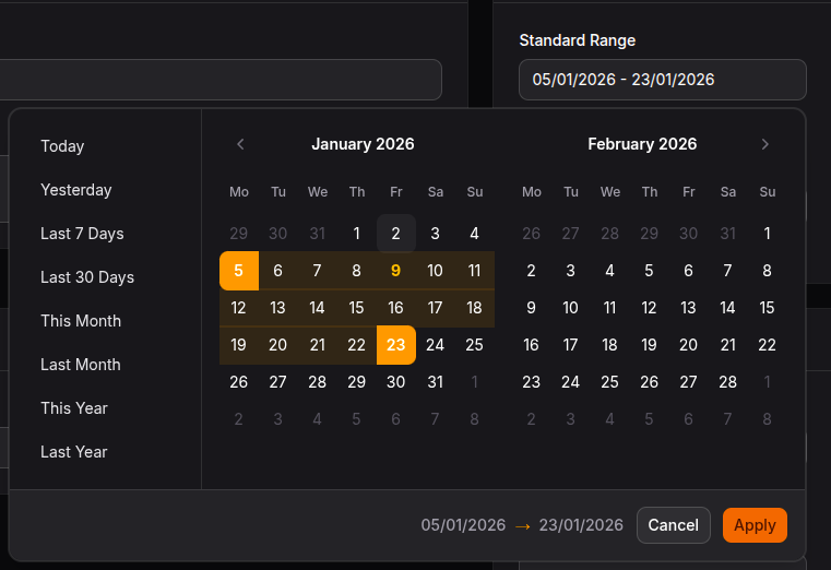 DateRangePicker Widget