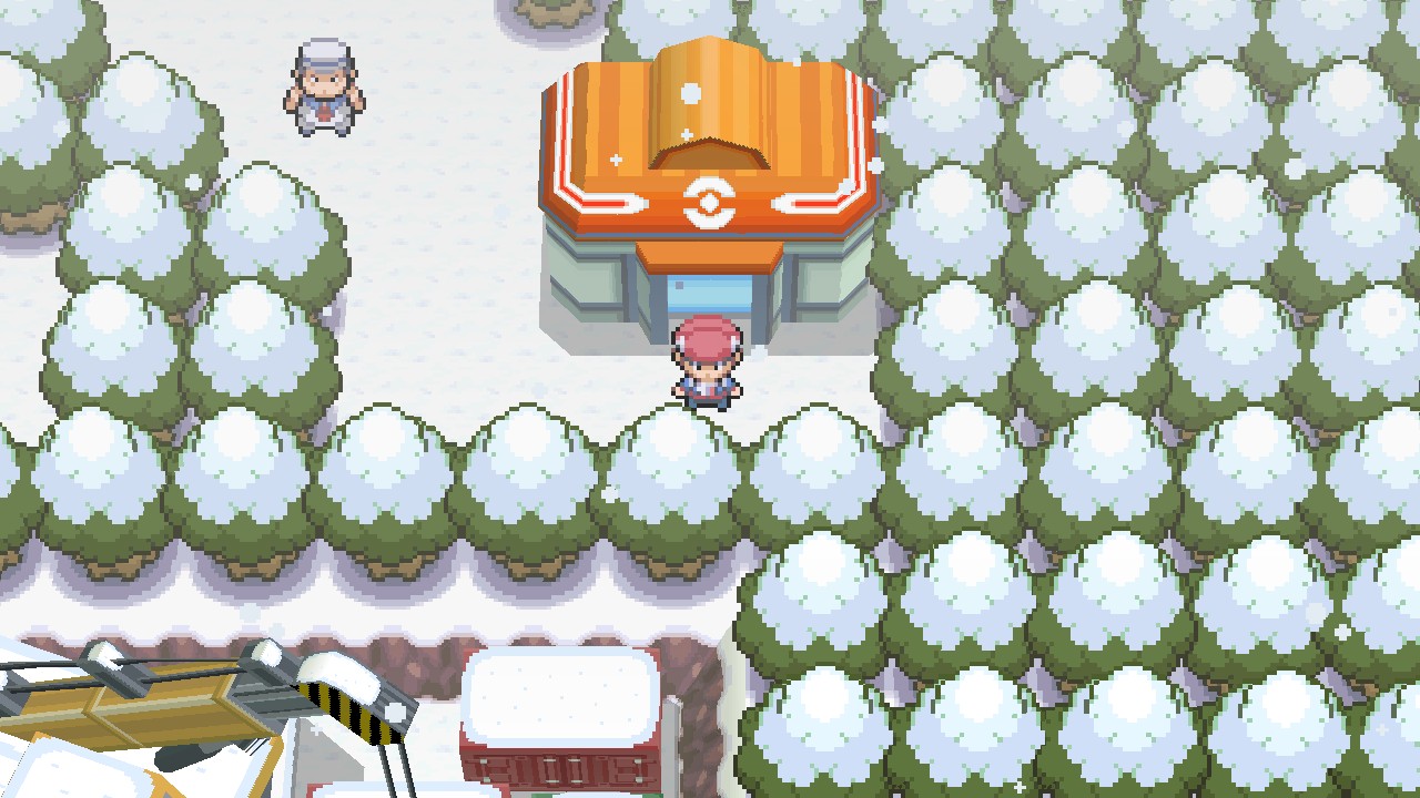Platinum: Snowpoint City in the snow, in widescreen