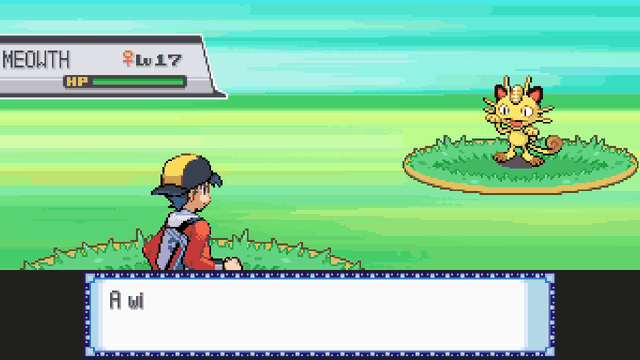 SoulSilver: a wild Meowth appears and Lugia is sent out, in widescreen