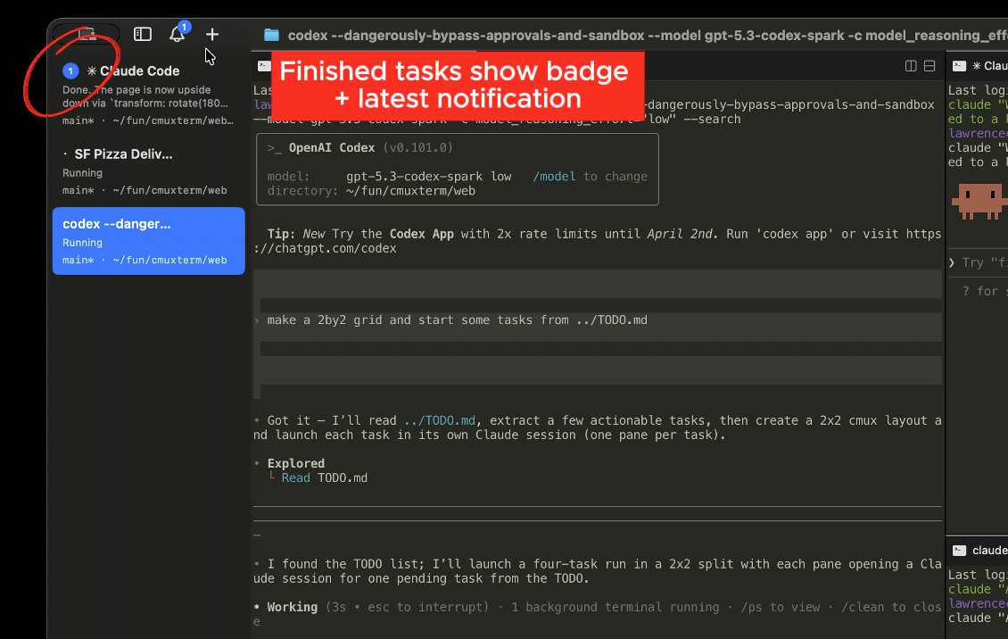 Sidebar notification badge