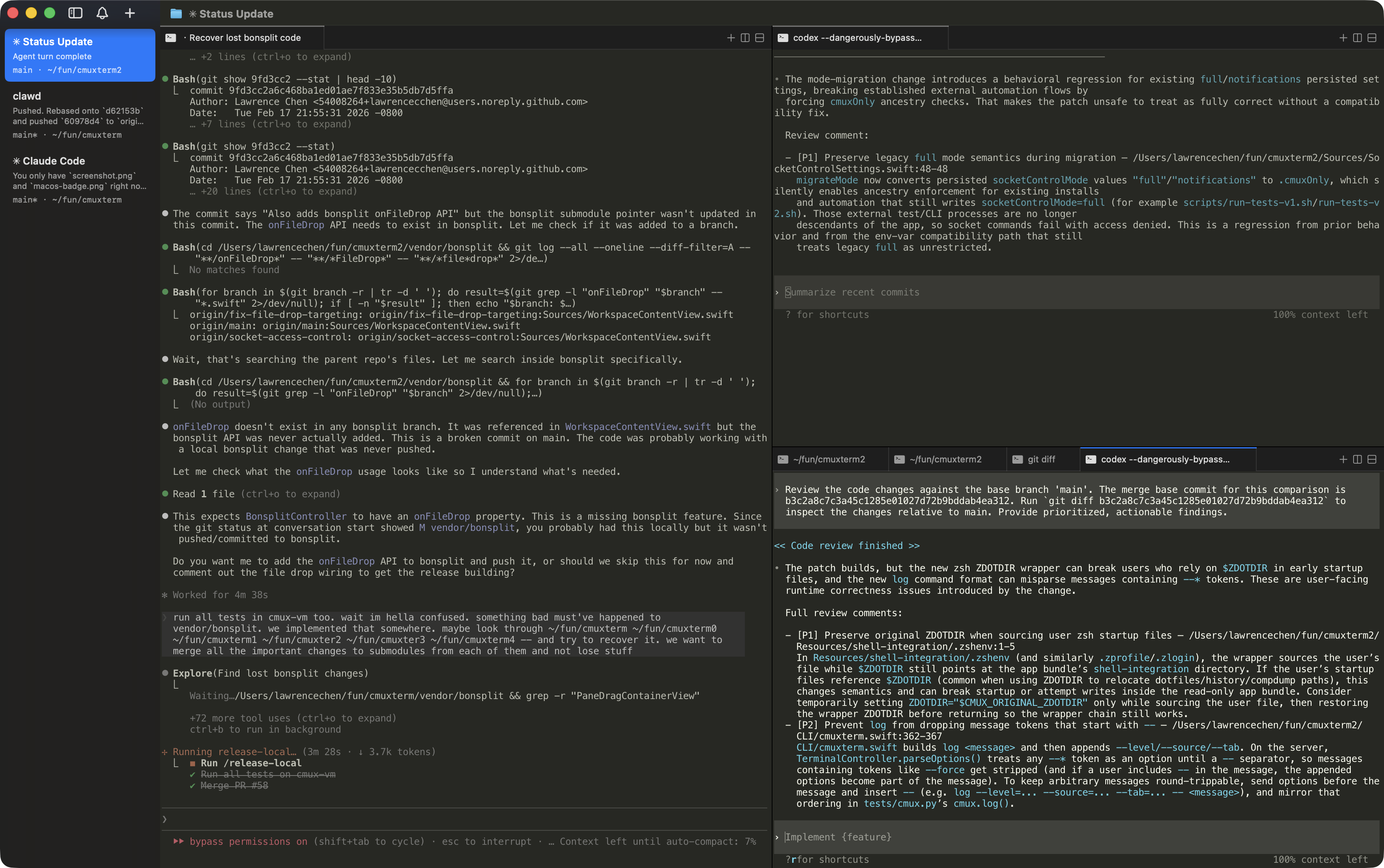 Vertical tabs and split panes