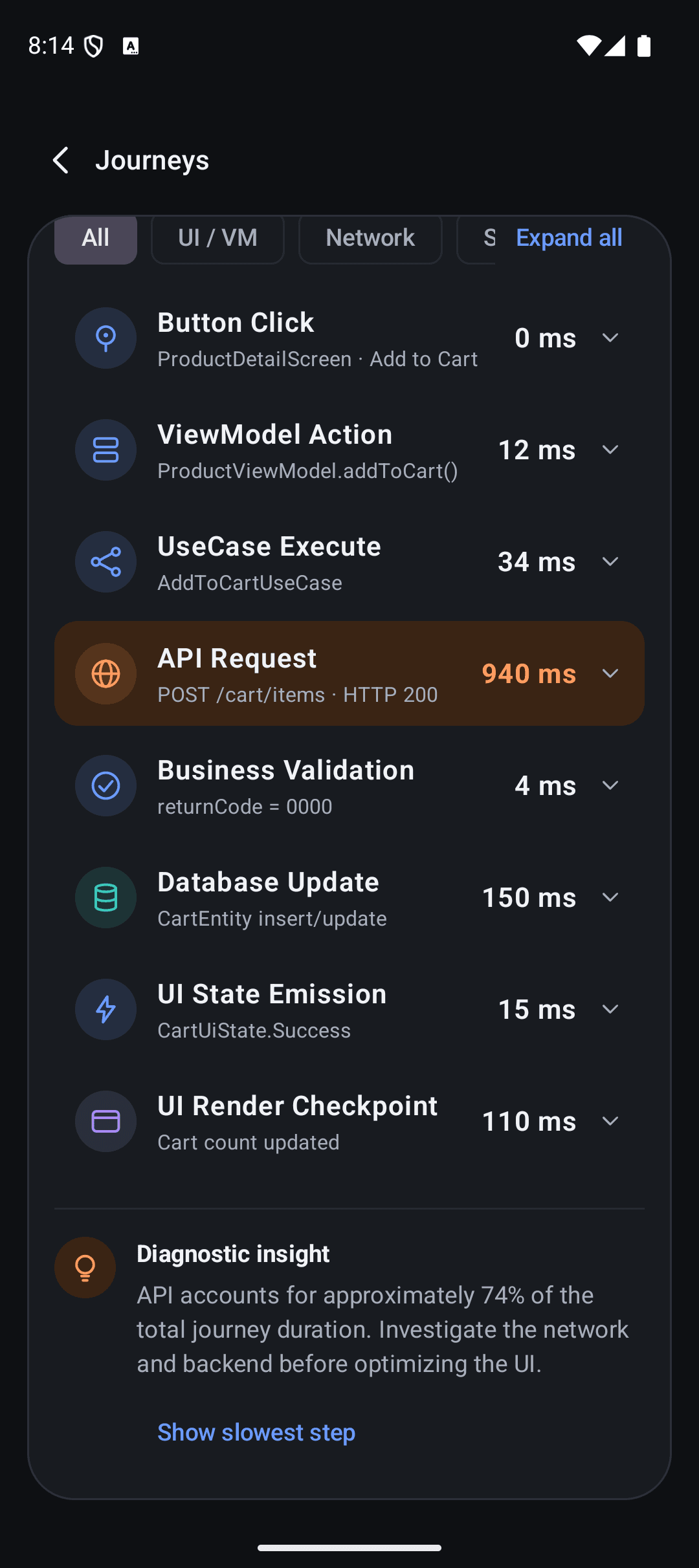 Diagnostic insight, dark theme