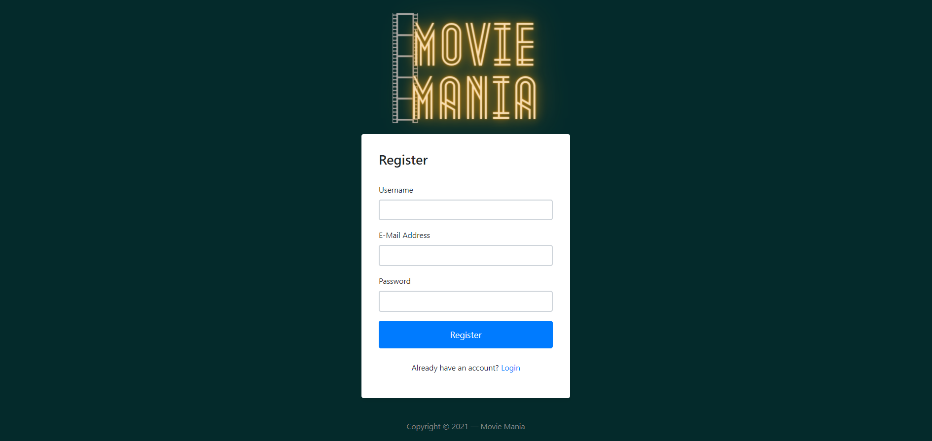 Sign-up page