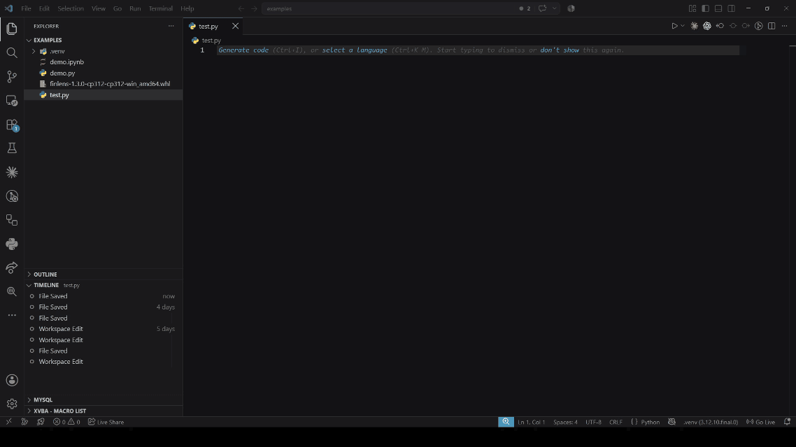 Chọn dataset, chọn mã và code Python được chèn kèm import