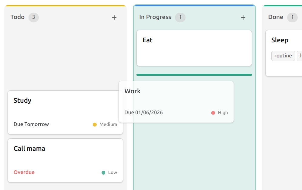 Drag and drop tasks