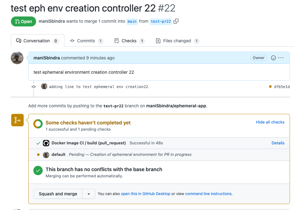 Github PR Created - Ephemeral environment creation in progress