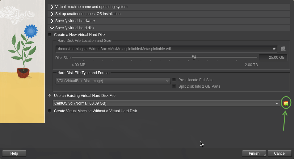 Specify Virtual Disk