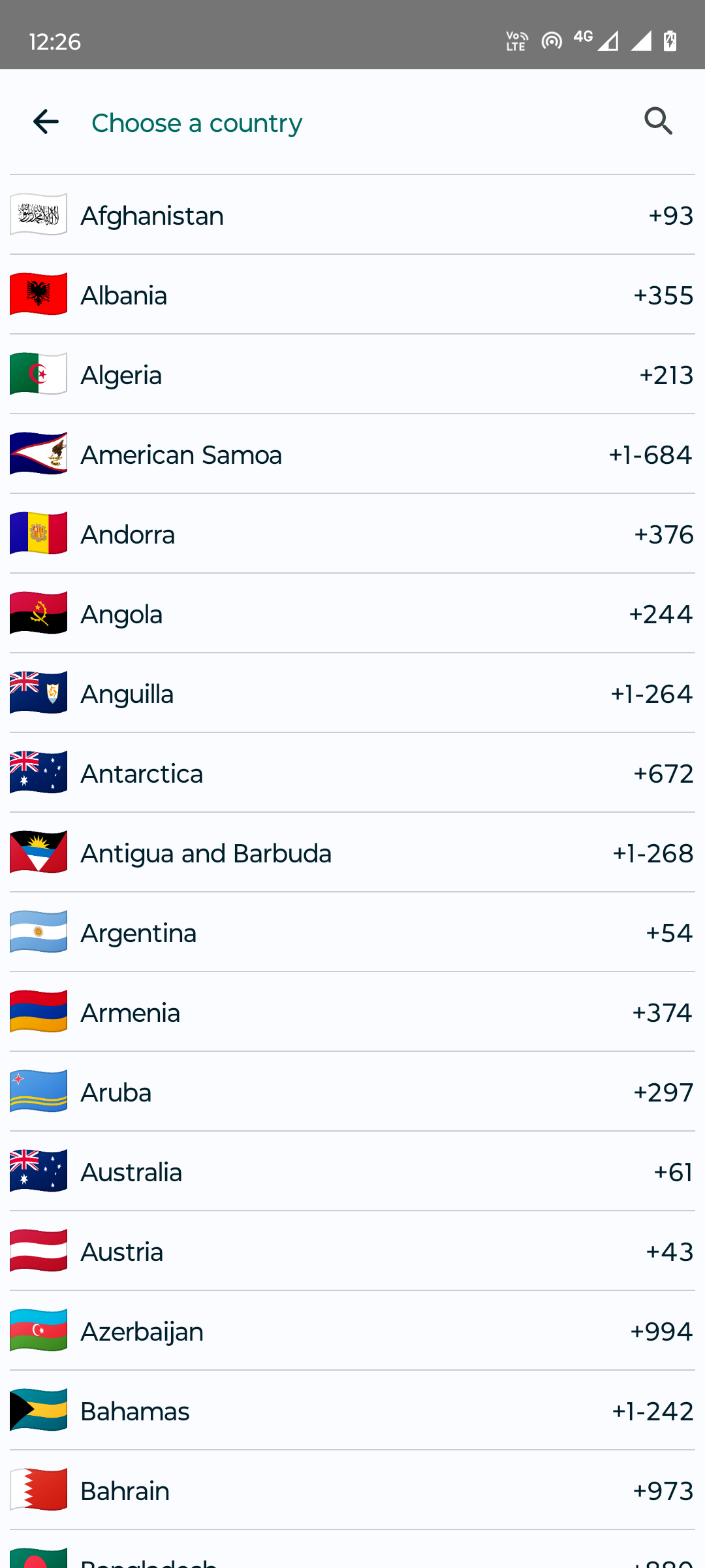 Country Code Search