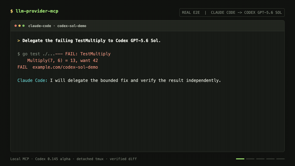 Claude Code delegating a background coding task to Codex GPT-5.6 Sol