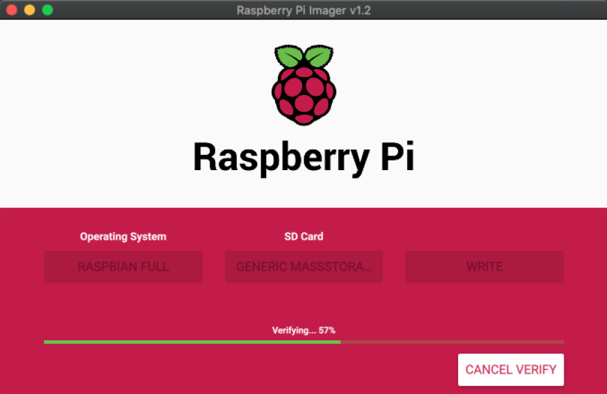 Raspberian being written to SD Card
