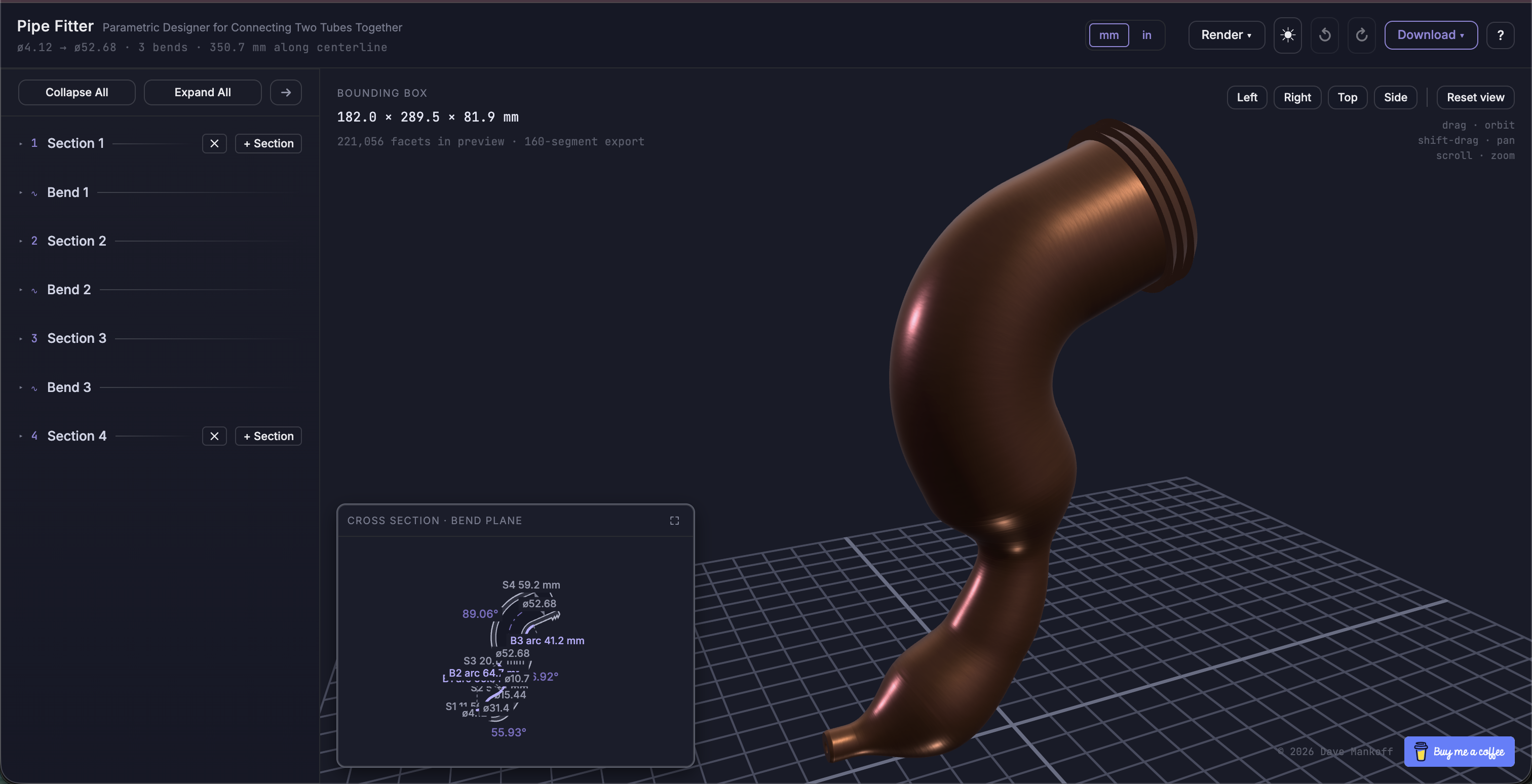 A rendering of the crazy pipe