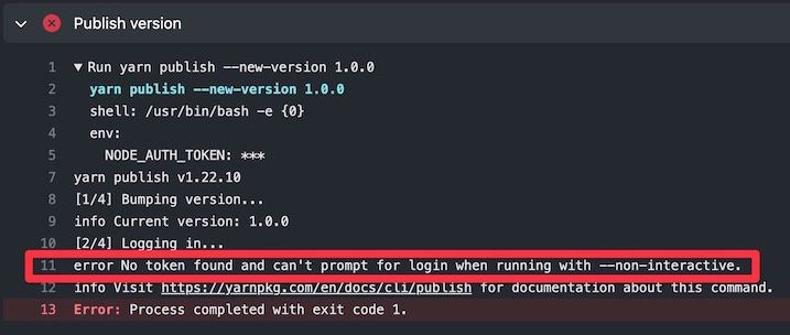 error No token found and can't prompt for login when running with --non-interactive.