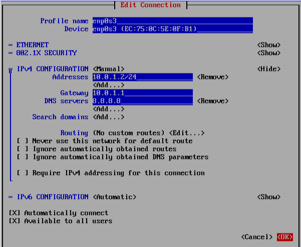 Rocky nmtui static IP