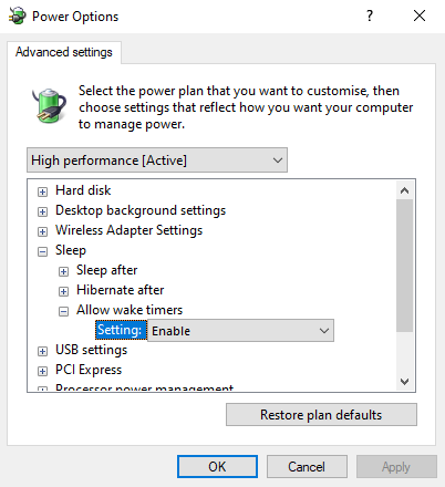 Allow wake timers