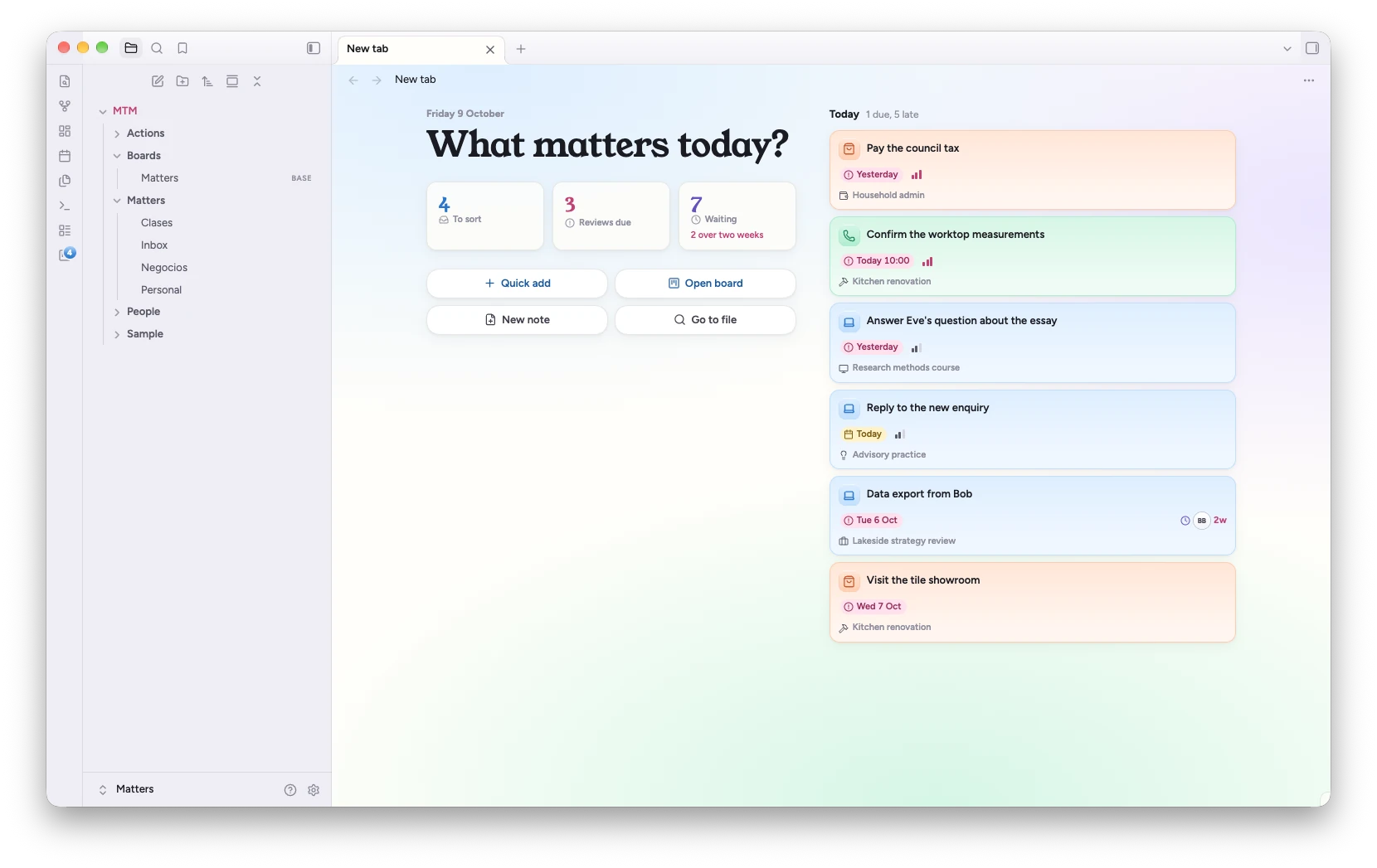 What matters today? in a new tab