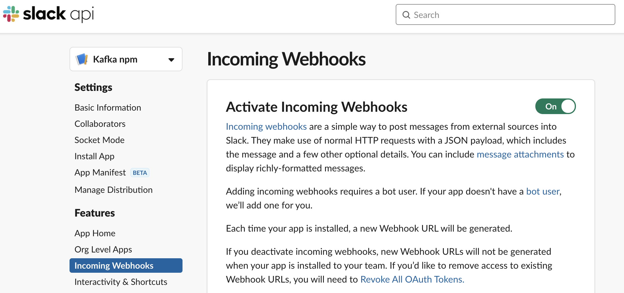 Enable Incoming Webhooks