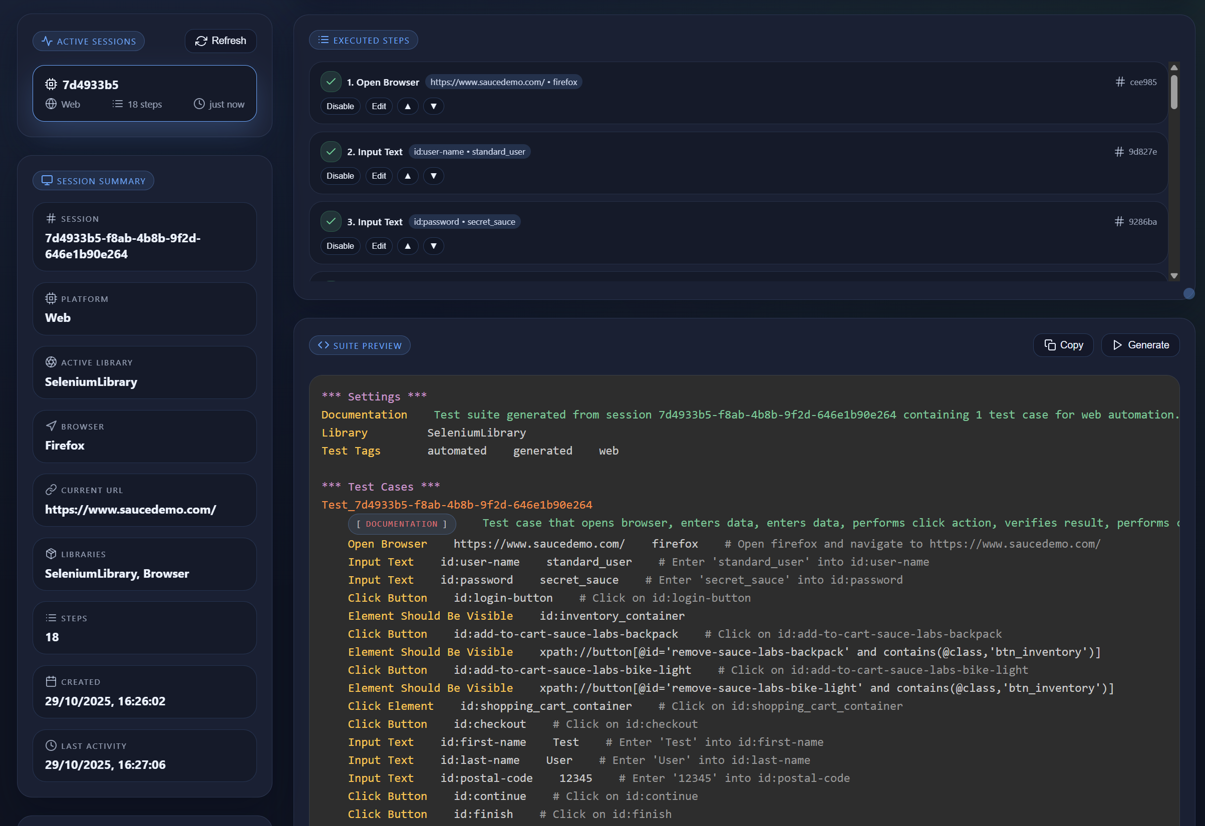 RobotMCP Frontend Dashboard