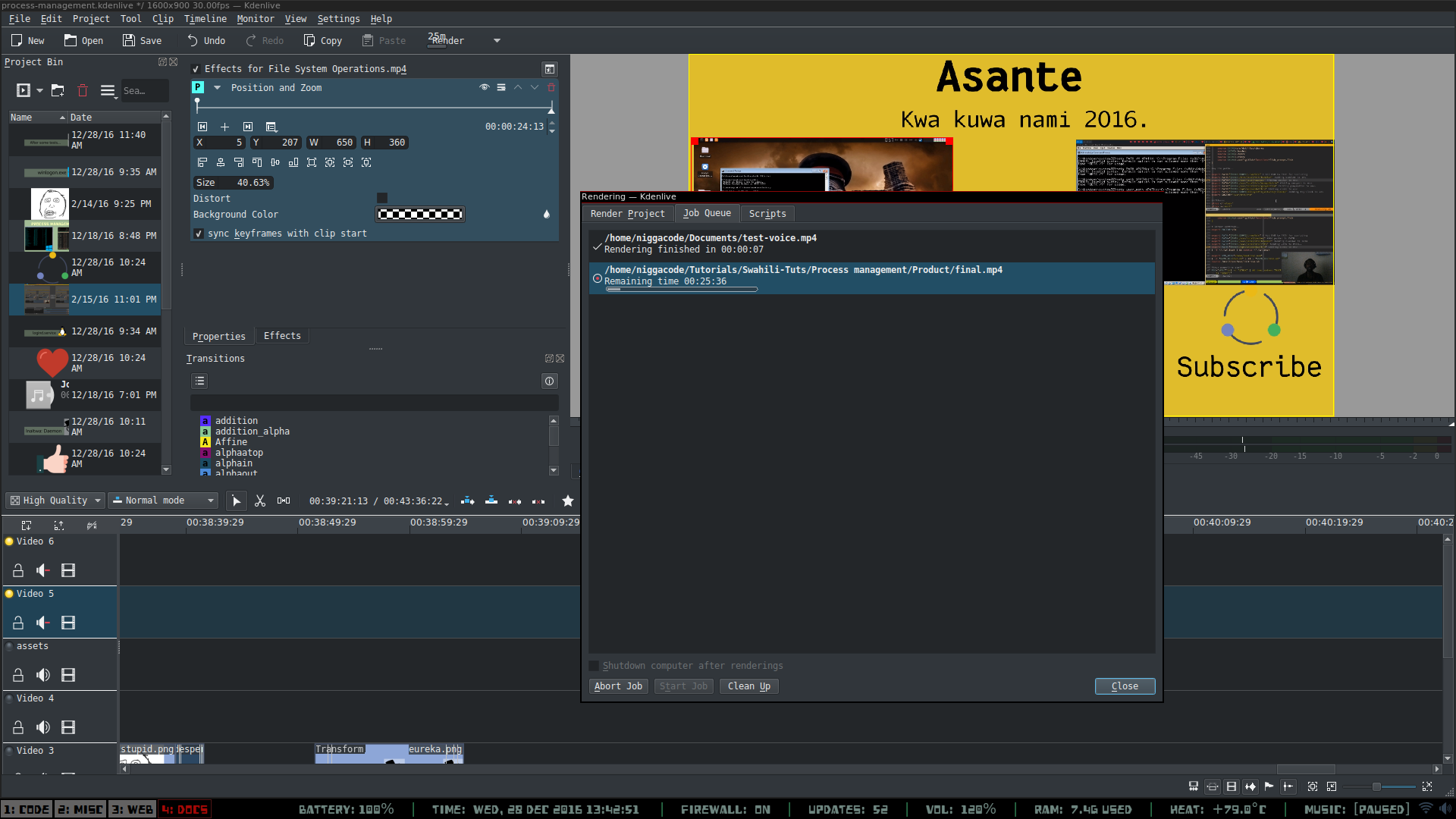 kdenlive rendering